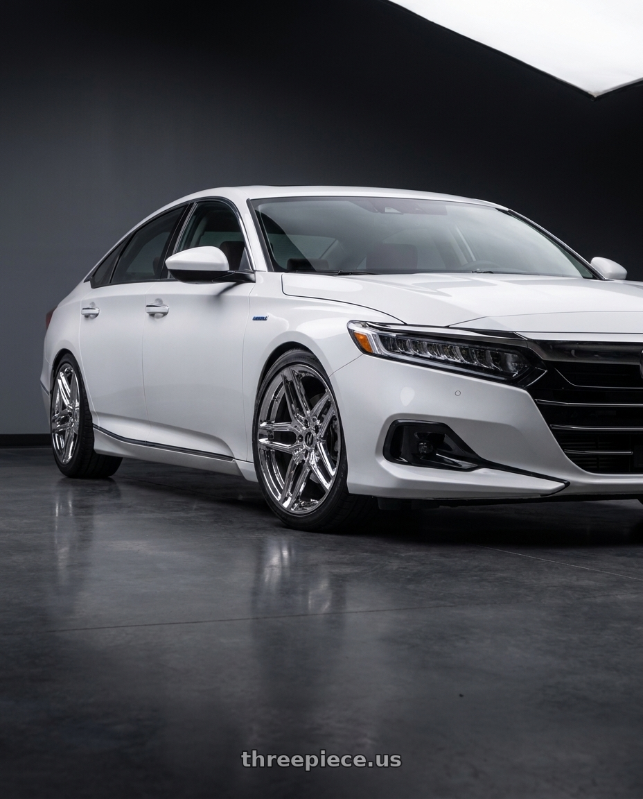 2021 Honda Accord with HERITAGE WHEEL EBISU MONOC 5x114.3 19x8.5 +35 CHROME wheels