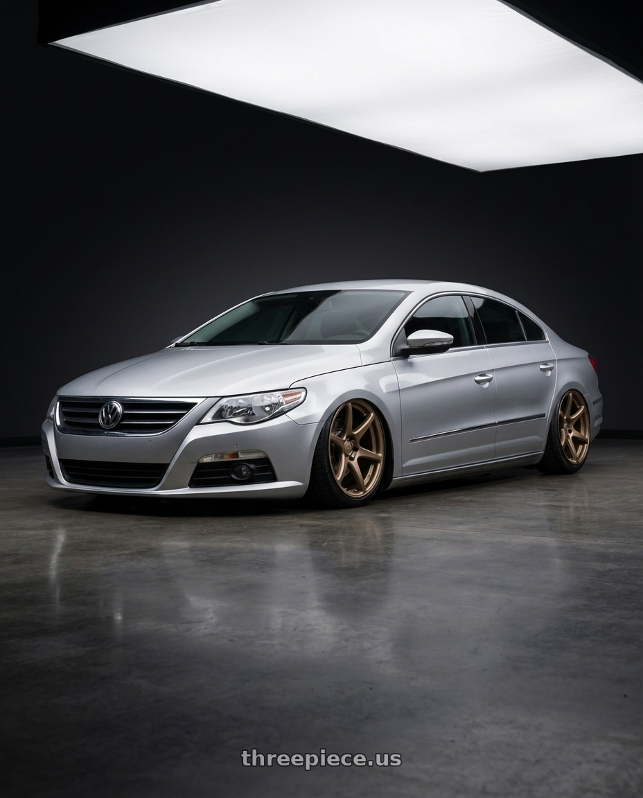 2015 Volkswagen CC with Kansei K11B Tandem 5X112 19x9.5 22 Bronze wheels front three quarter view stanced stance