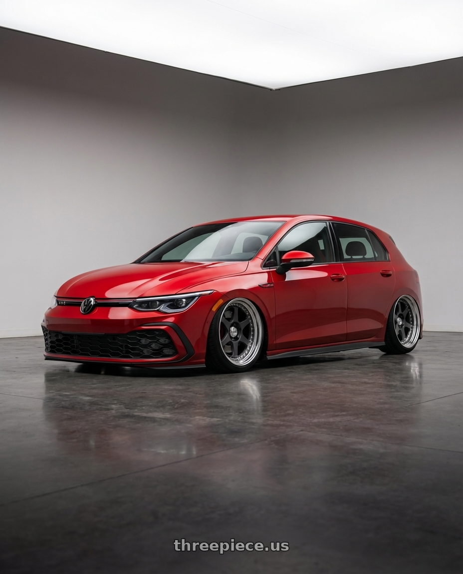 2025 VW gti with Work Meister L1 3P 5x100 18x9+44 A Disk Matte Gunmetal wheels