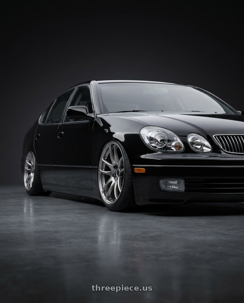 2002 lexus gs300 with Work Emotion Cr Kiwami 5x114.3 19x10.5 +22 Gt Silver wheels
