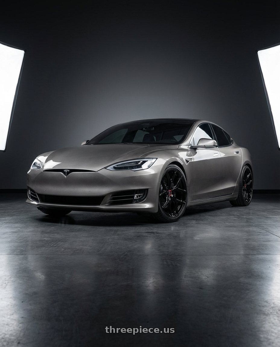 2018 Tesla Model S with Vossen HF-5 21x12 / 5x120 / ET52 / Deep Face / 72.56 - Gloss Black Wheel - HF5-1B36 wheels