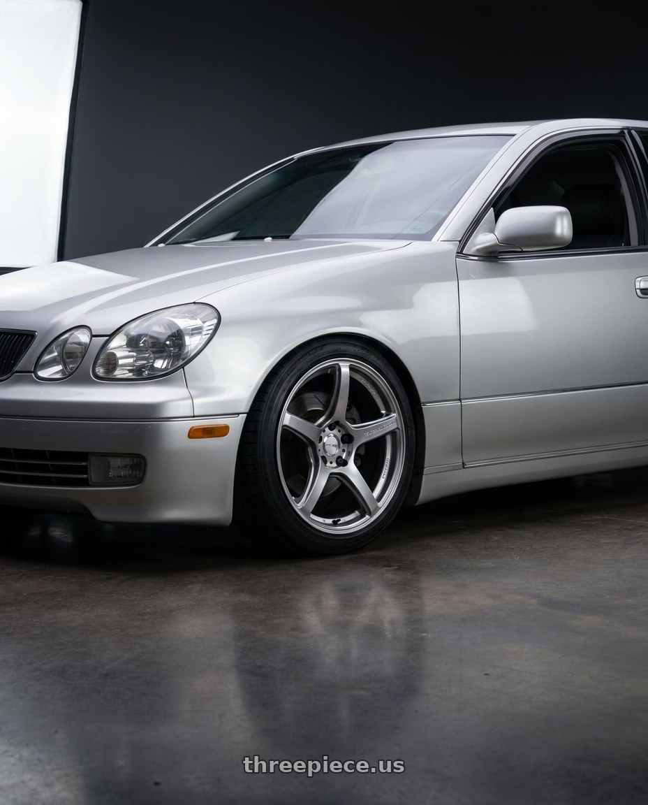 2003 lexus gs 430 with Work Emotion T5r 5x114.3 18x8.5 +35 Glow Silver wheels