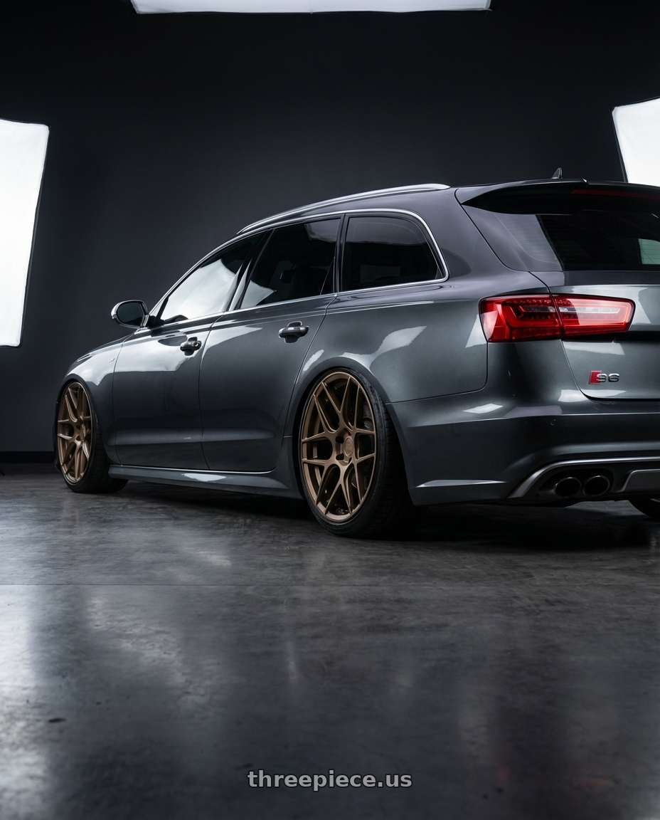 2016 Audi S6 C7 with Aodhan AFF2 5x112 20x10.5+35 Matte Bronze wheels rear three quarter view slight stretch tires