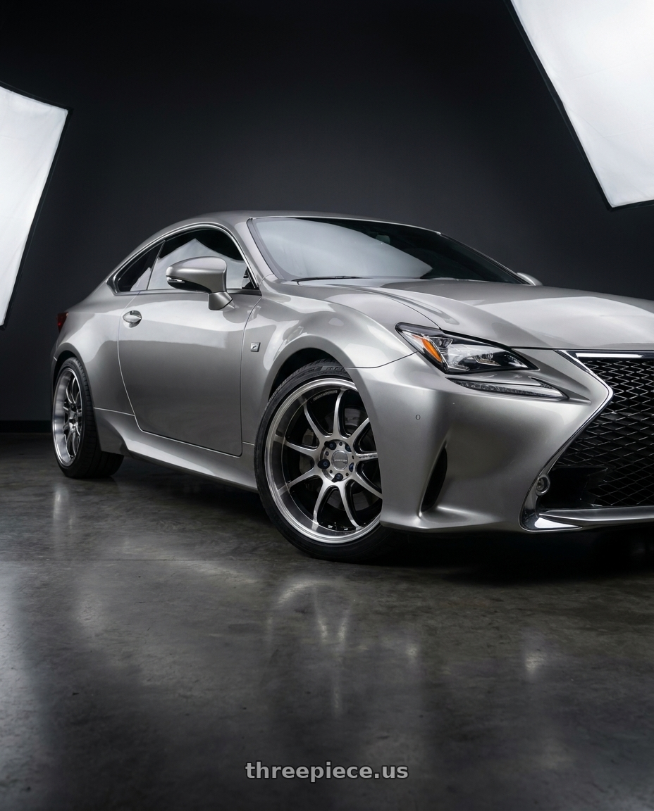 2016 Lexus RC 350 F Sport RWD with Work Emotion D9r 5x114.3 19x8.5 +38 Gt Silver Rim Cut wheels