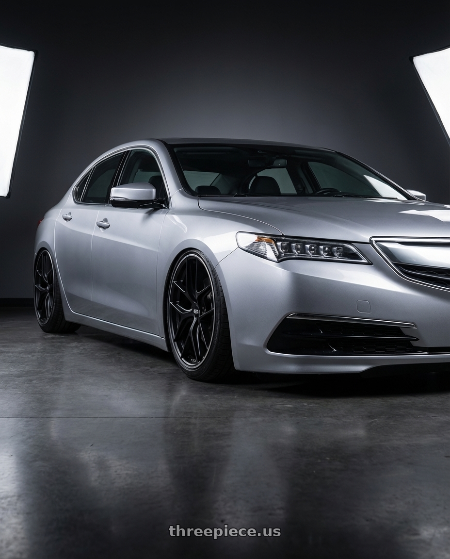 2019 Acura TLX with BBS CC-R 5x114.3 20x9.0+32 Satin Black wheels front three quarter view stanced stance