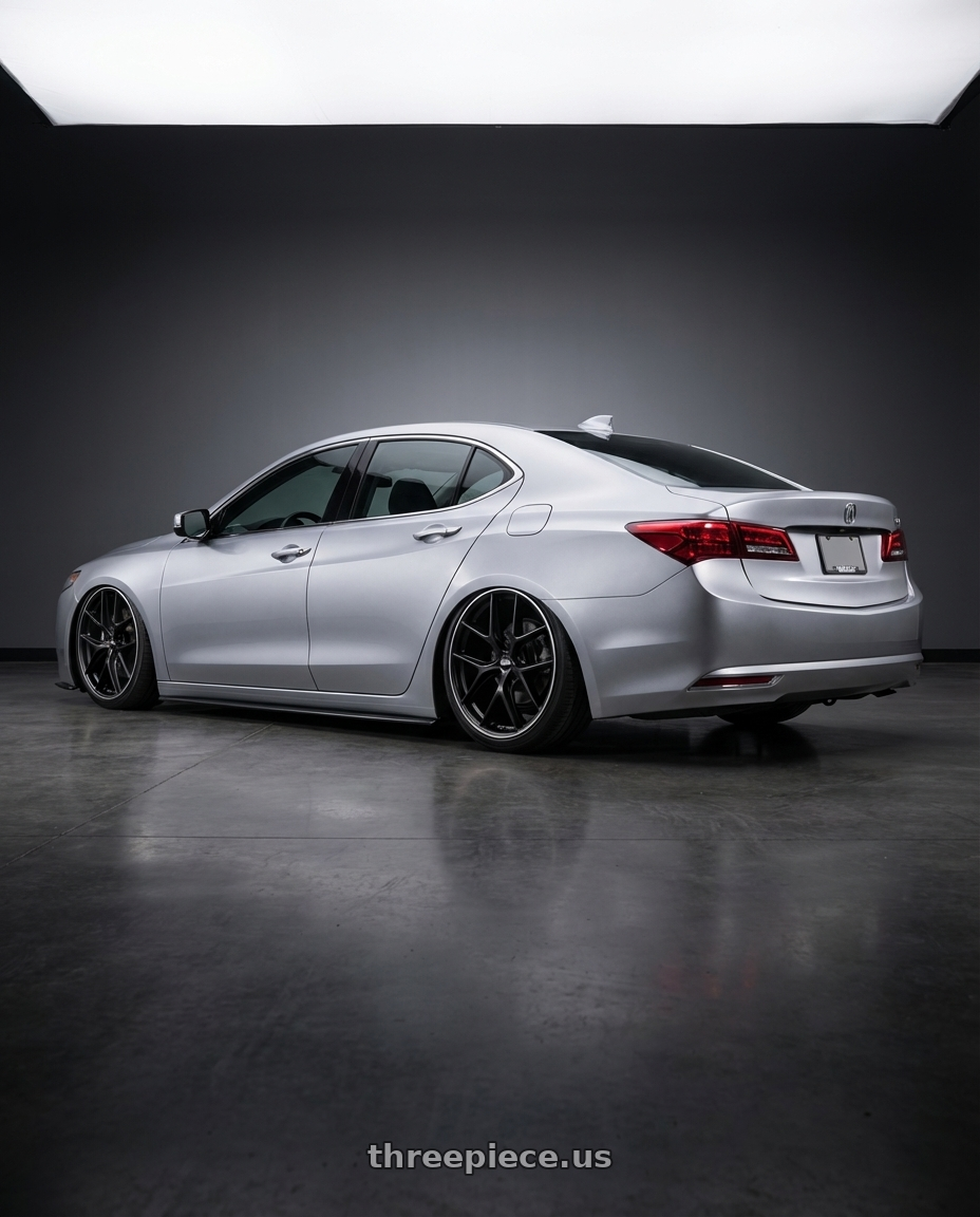 2019 Acura TLX with BBS CC-R 5x114.3 20x9.0+32 Satin Black wheels rear three quarter view slight stretch tires