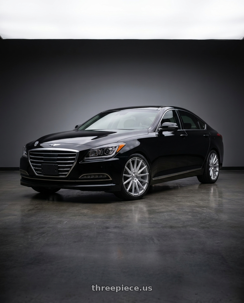 2016 Hyundai Genesis 3 8 with Asanti Black ABL-14 POLARIS 5X114.3 19X8.5 +38 BRUSHED SILVER W/ CARBON FIBER INSERTS wheels