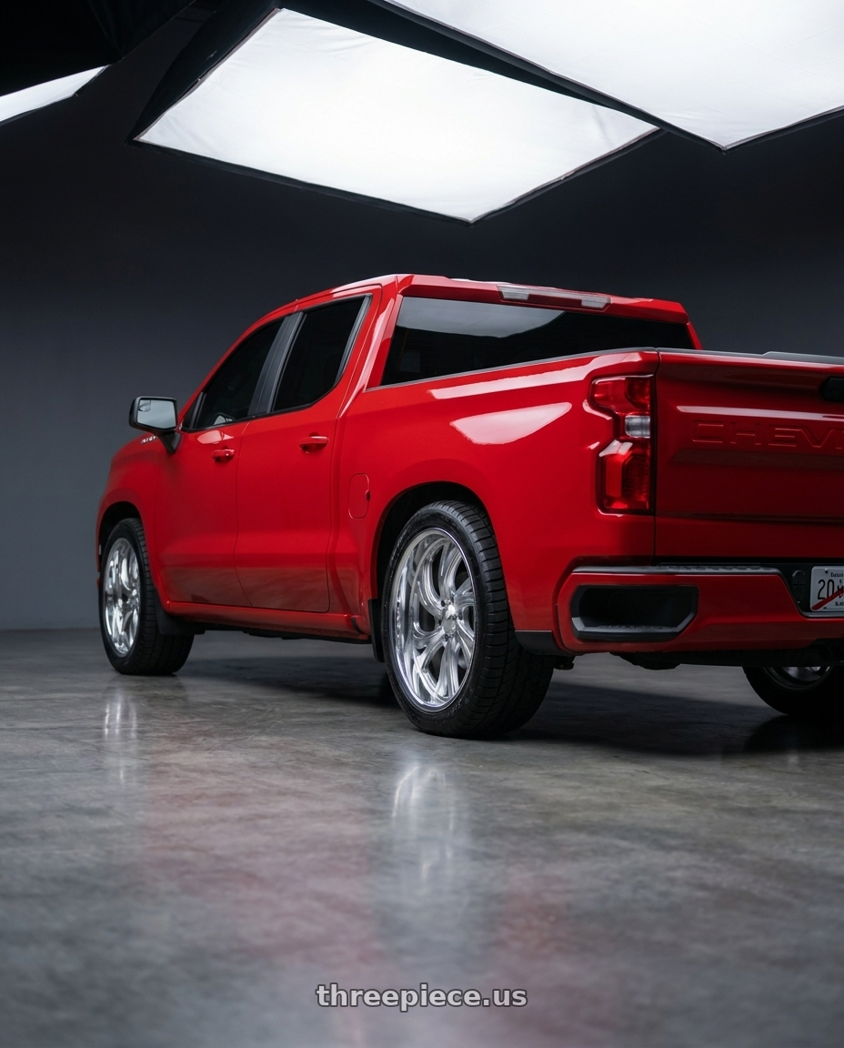 2020 chevy silverado  with Dropstars 658SL 6X135 22x11 +40 - wheels rear three quarter view square tires