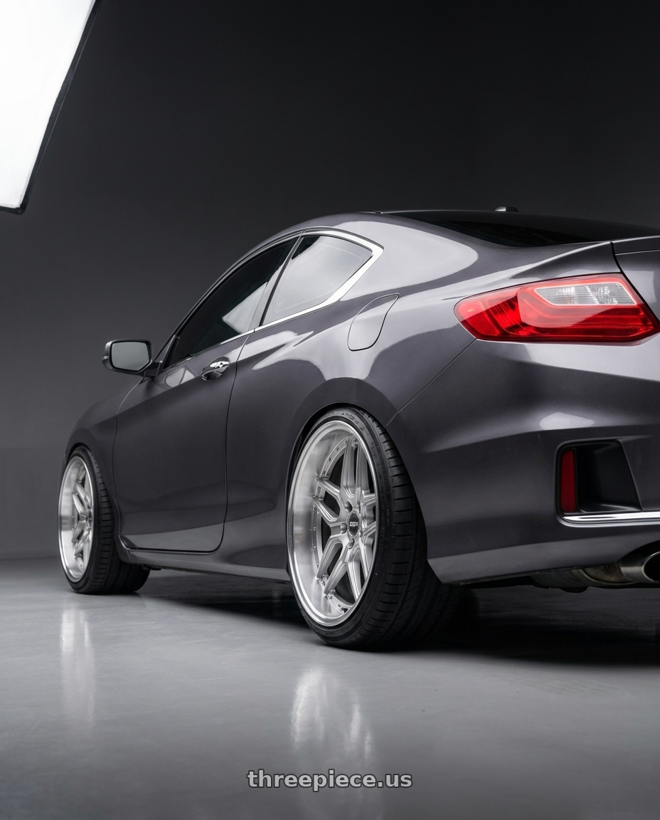 2013 honda accord ex-l with ESR Wheels CS SERIES CS15 5x100 18x10.5 +22 Hyper Silver wheels rear three quarter view square tires