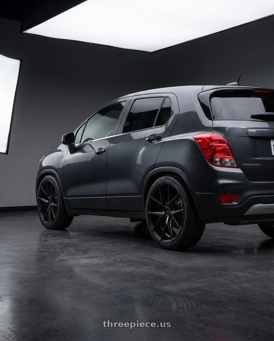 2017 Tracker Adesivada with Niche 1PC M117 MISANO 5X114.3 18X9.5 +40 MATTE BLACK wheels rear three quarter view square tires