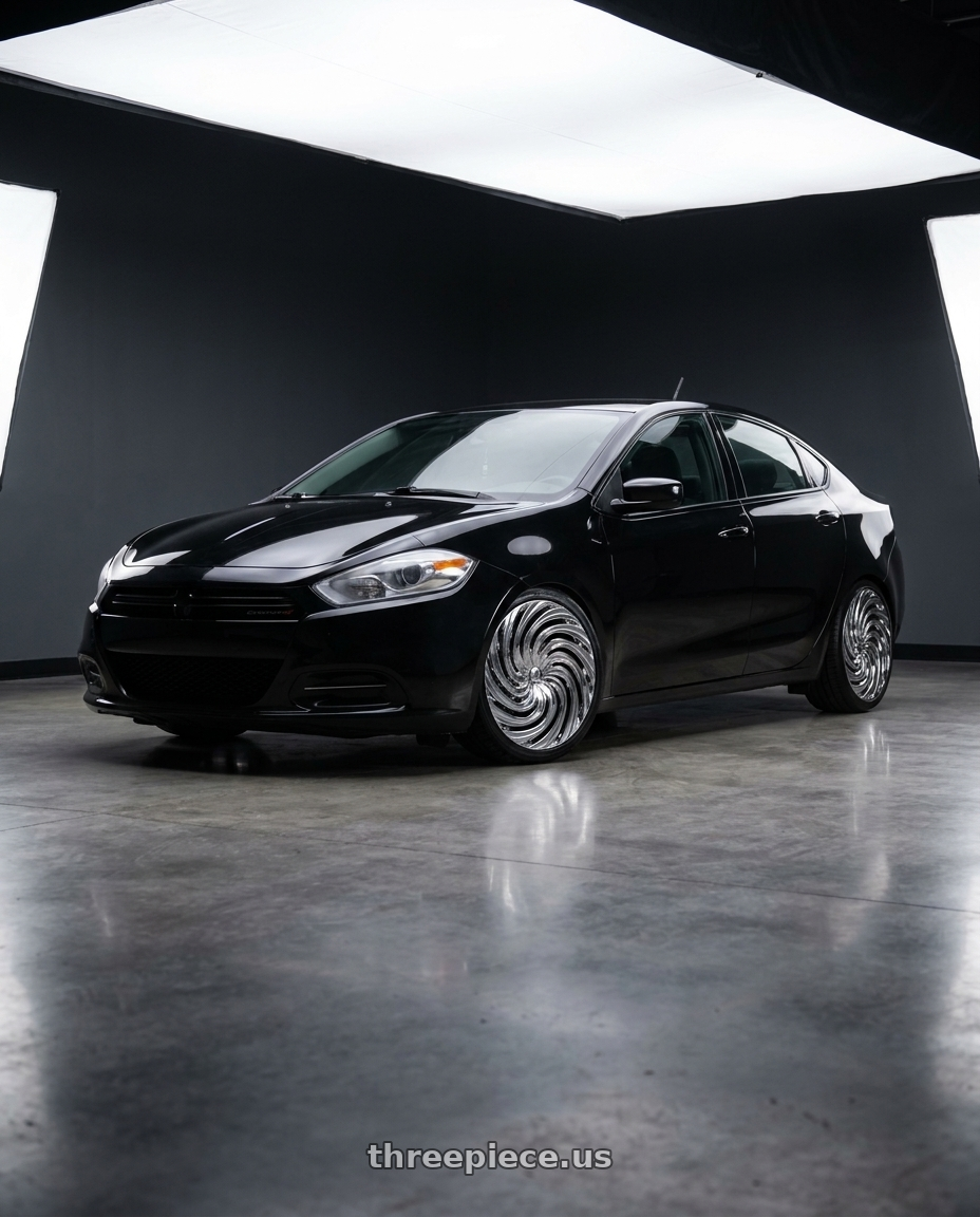 2013 dodge dart with Azara AZA-535 5x100/5x114.3 18x8 +35 Nano Chrome wheels