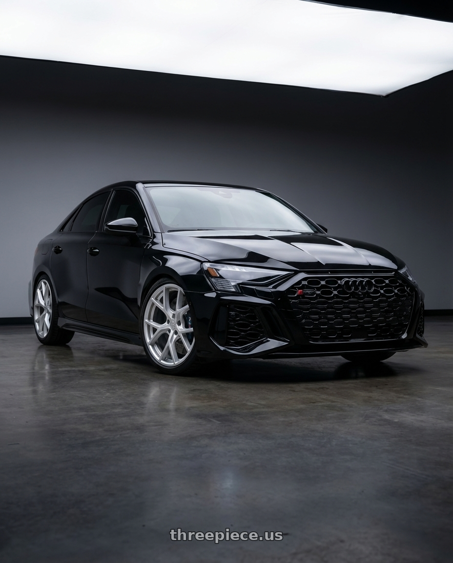 2022 Audi RS3 8Y with Aodhan AFF2 5x112 19x9.5+35 Gloss Silver Machined Face wheels