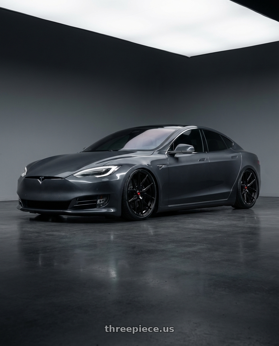 2018 Tesla Model S with Vossen HF-5 21x12 / 5x120 / ET52 / Deep Face / 72.56 - Gloss Black Wheel - HF5-1B36 wheels