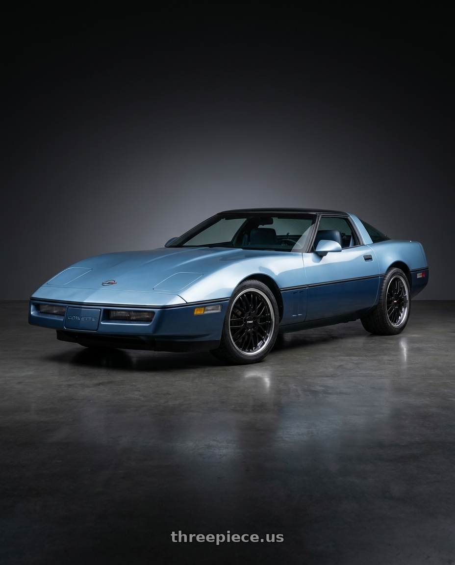 1985 Chevrolet Corvette with Cray MANTA 5X120.65 20X10.5 +65 GLOSS BLACK W/ MIRROR CUT LIP wheels