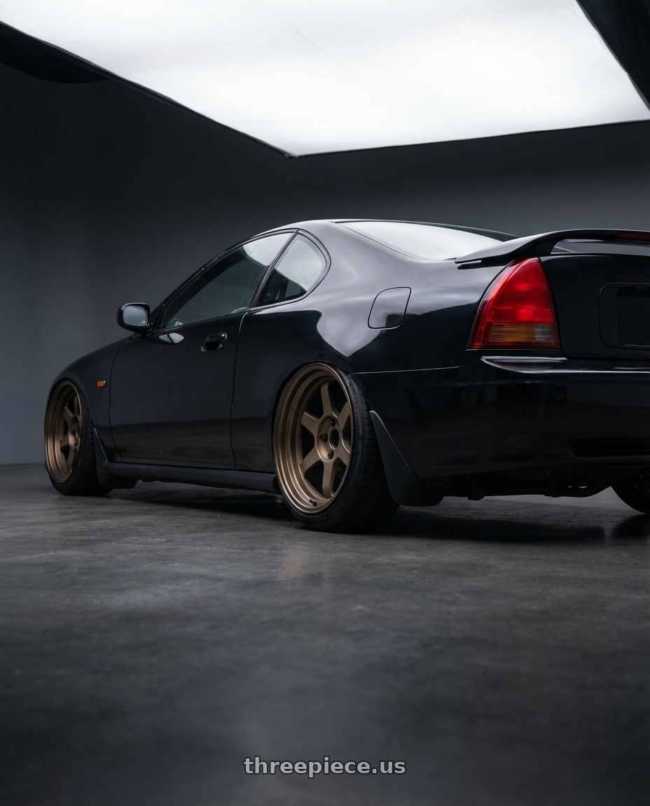 1993 Honda Prelude 4  with Volk Racing TE37V 4x100 17x8.5+30 wheels rear three quarter view slight stretch tires