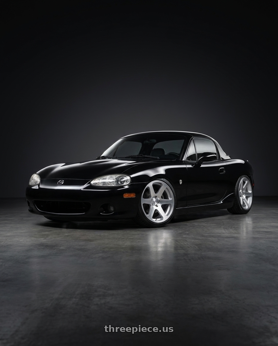 2001 Mazda MX-5 NBFL with Rotiform RC200 NUE 5X120 20x10 +40 GLOSS SILVER W/ MACHINED FACE wheels