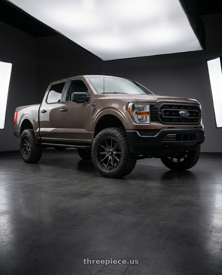 2013 Ford F-150 with KMC KM100 SYNC 6X135/6X139.7 20X9 +18 SATIN BLACK WITH GRAY TINT wheels