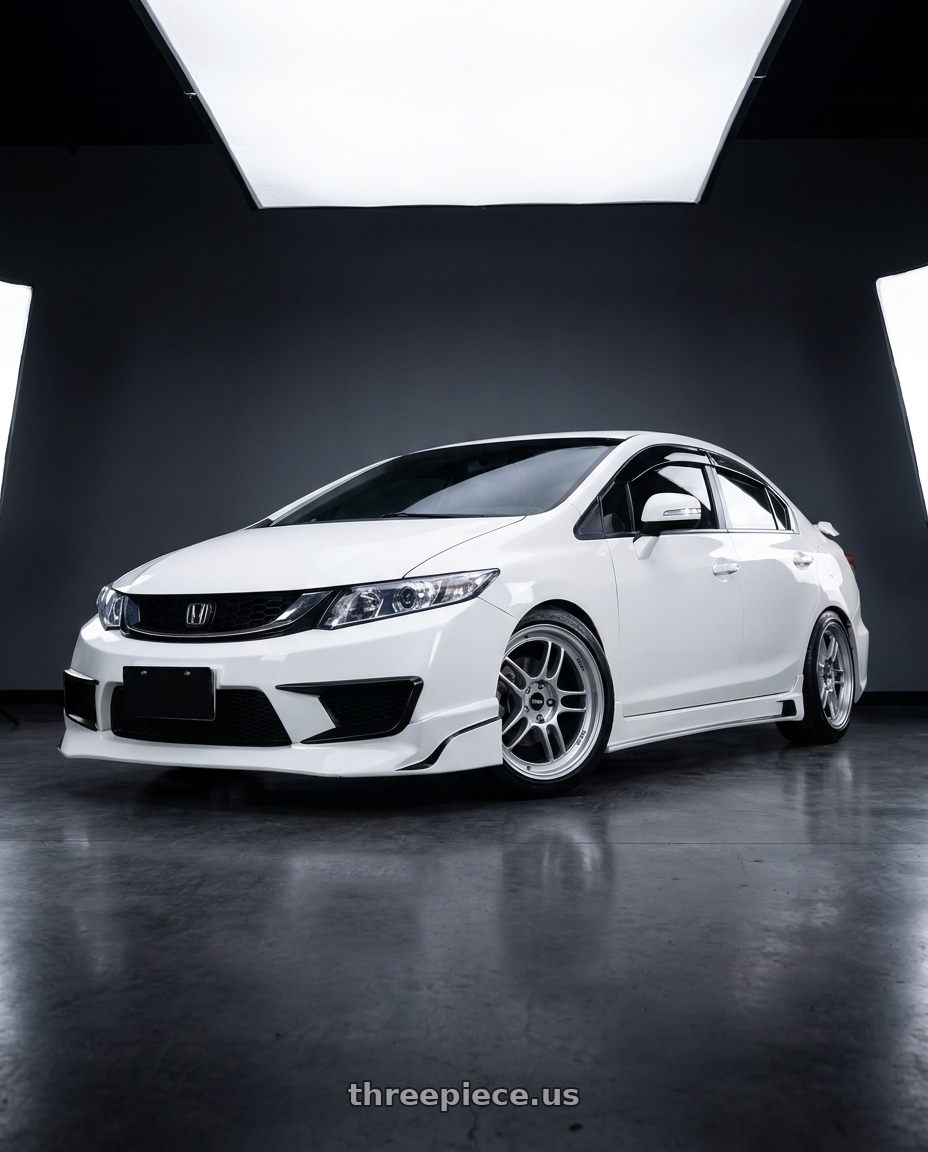 2015 Honda civic with Enkei RPF1 5x114.3 18x8.5+40 Silver wheels