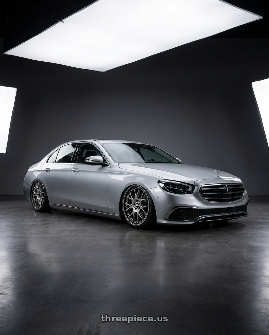 2022 Mercedes E class with BBS CH-RII 5x112 20x9 +30 Satin Platinum Center Black Lip Stainless Steel Rim Prot wheels