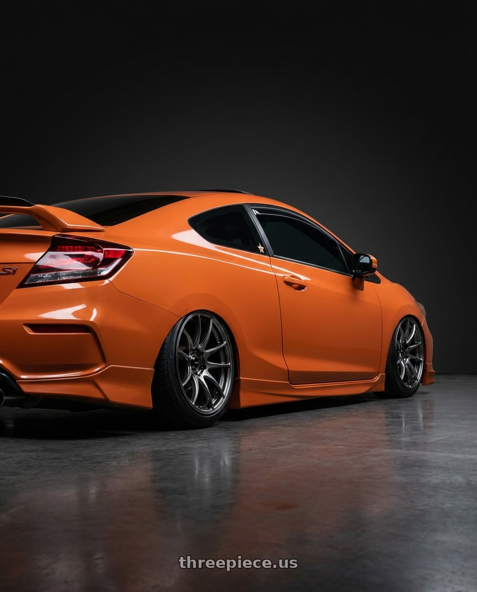 2015 civic si with Vors TR4 5x108 17x9  +30 Hyper Black wheels rear three quarter view slight stretch tires