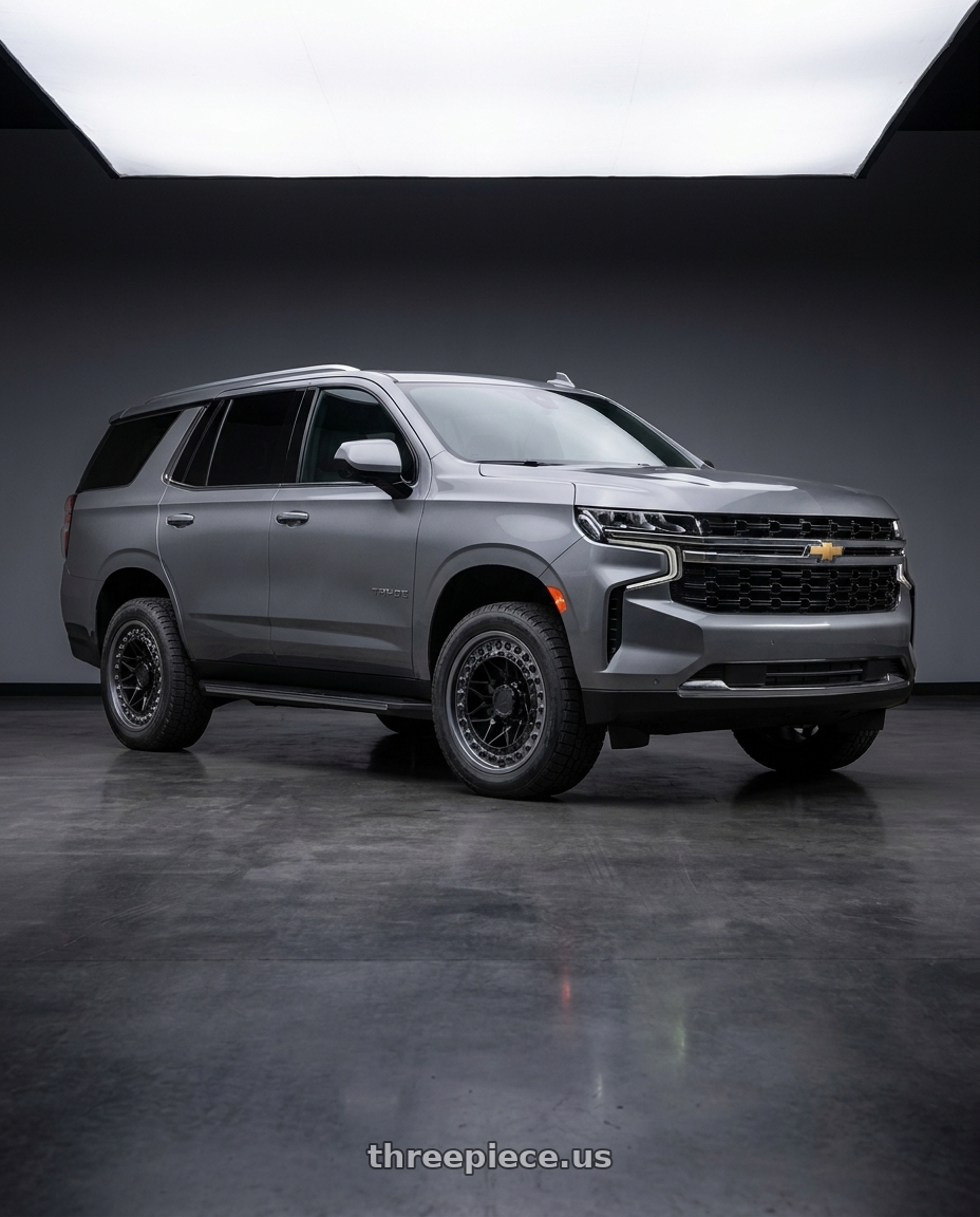 2021 Chevrolet Tahoe LS with Black Rhino ALPHA 6X139.7 18X9 +20 MATTE BLACK W/ GUNMETAL LIP wheels