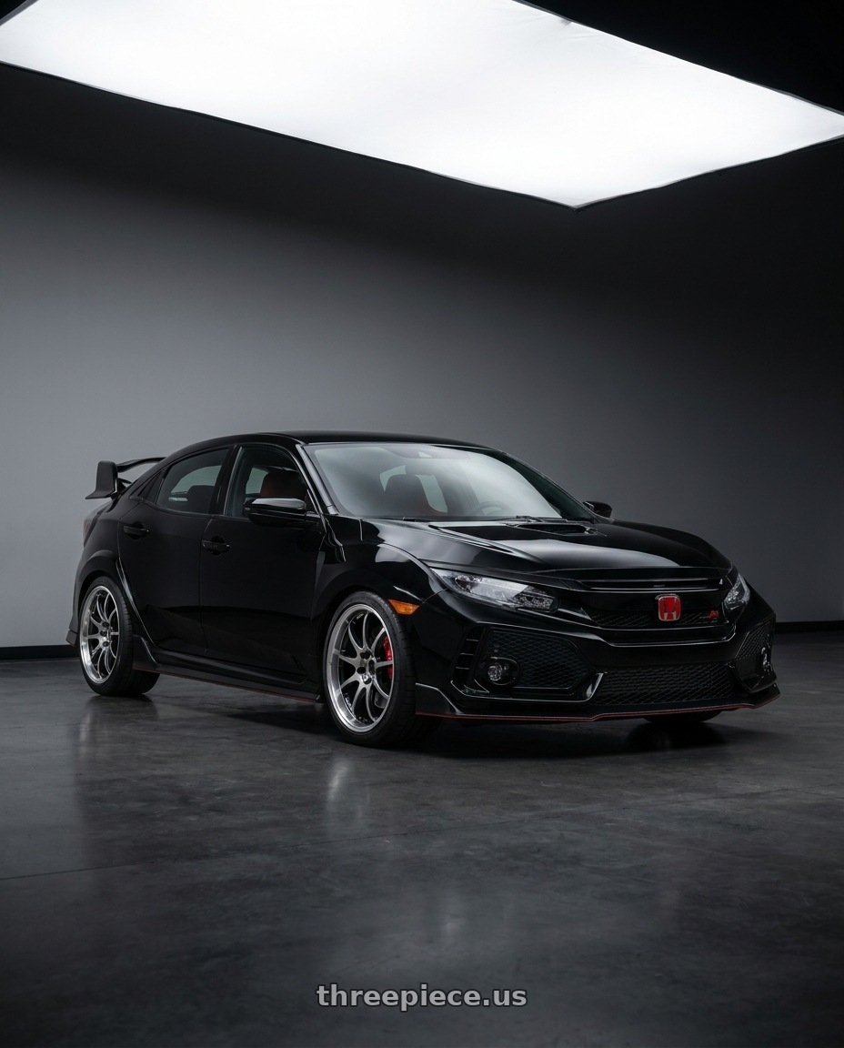 2021 Honda Civic Type R with Work Emotion D9r 5x120 19x8.5 +38 Gt Silver Rim Cut wheels