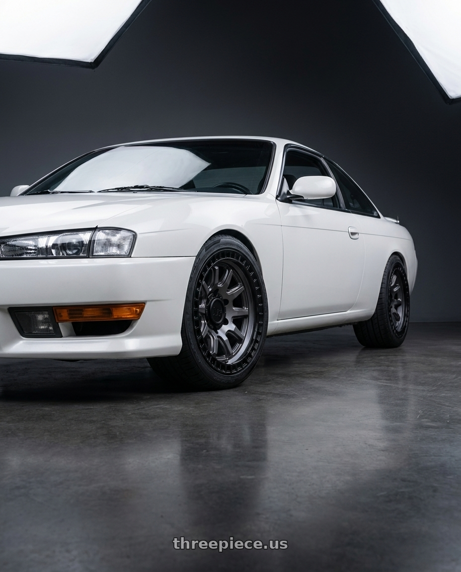 Nissan 240sx 1999 with Black Rhino CALICO 5X127 17X8.5 +34 MATTE GUNMETAL W/ MATTE BLACK LIP wheels