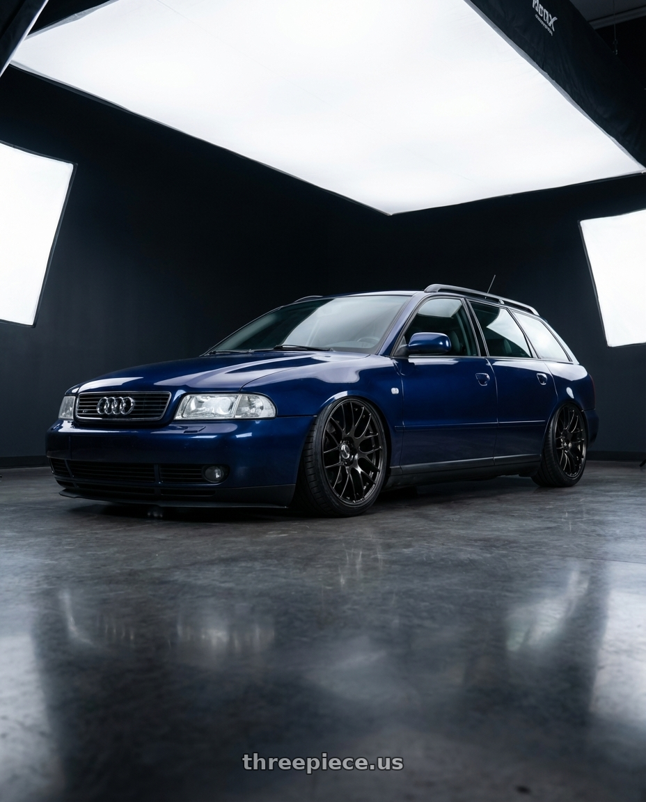 1999 Audi A4 Avant with Work Emotion m8r 5x100 18x8.5 +48 Glim Black wheels