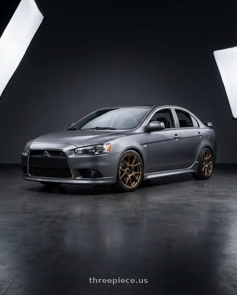2014 Mitsubishi Lancer Ralliart with Konig Ampliform 5x114.3 18x9.5+35 Gloss Bronze wheels