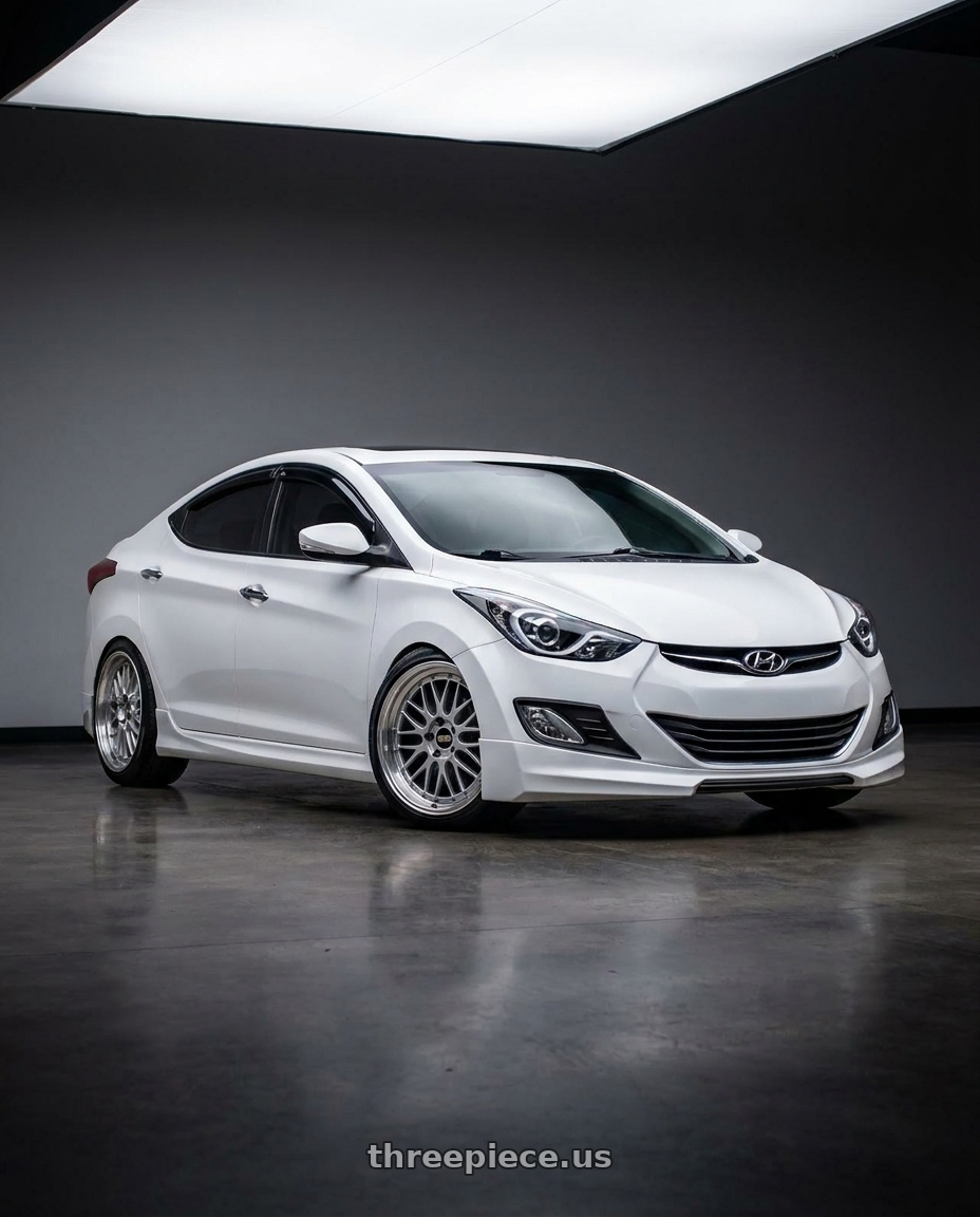 2014 hyundai elantra white with BBS LM 5x114.3 19x8.5+43 Diamond Silver wheels