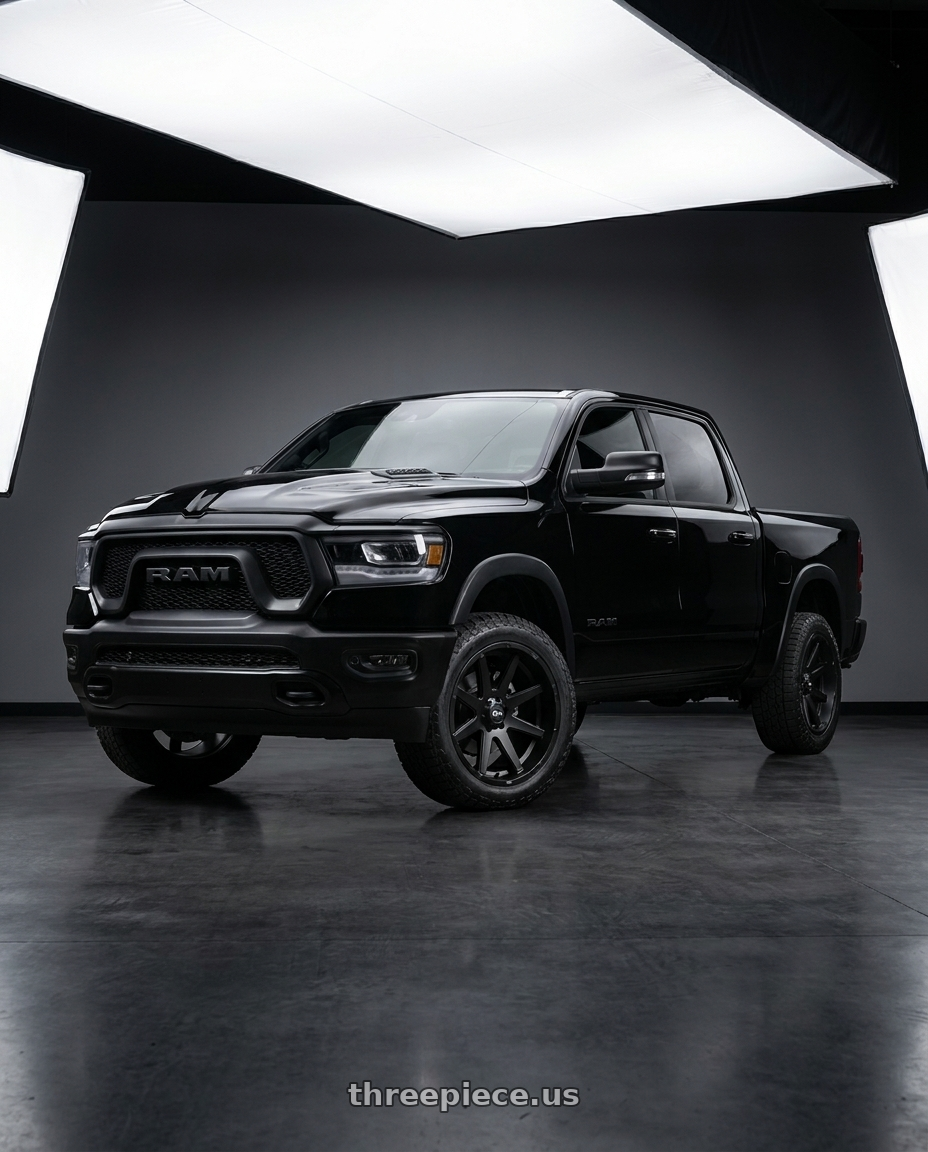 2021 Ram 1500 Laramie with Ion Type 143 6x139.7 20x9+18 Matte Black wheels