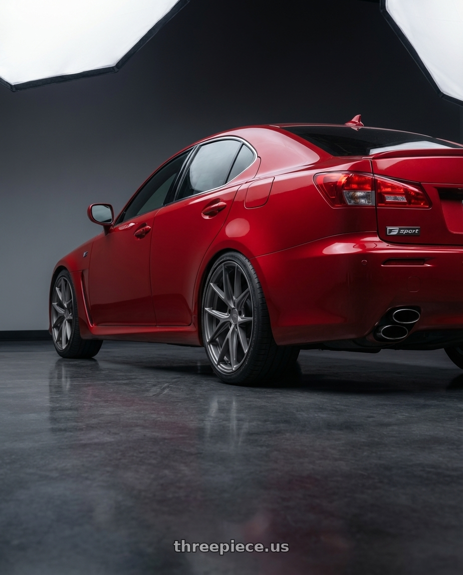 2012 Lexus IS-F with Niche 1PC M116 MISANO 5X114.3 19X8.5 +33 MATTE GUN METAL wheels rear three quarter view square tires