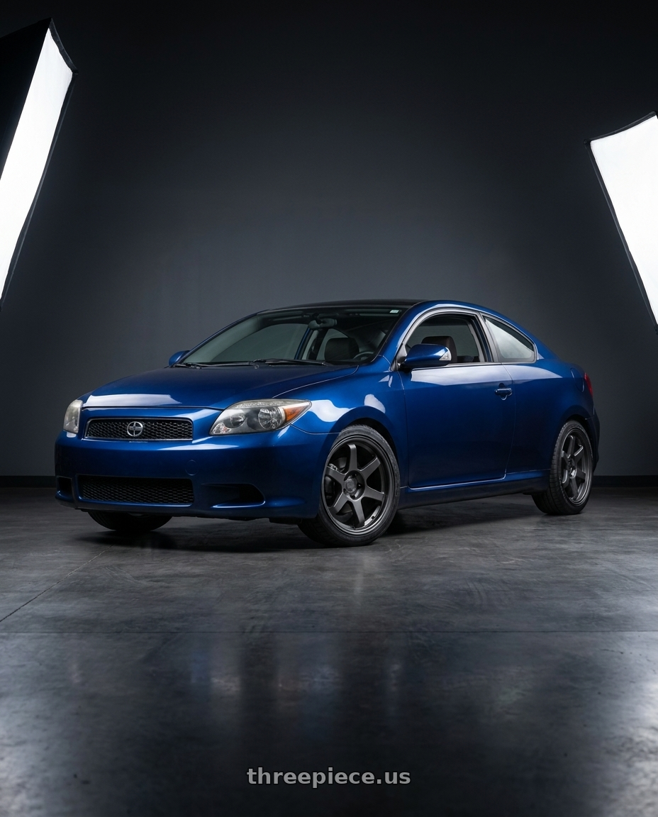 2005 Scion tc with 9six9 SIX-1 5x100 17X8 +35 Carbon Gray wheels