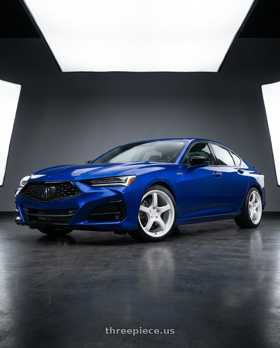 2021 Acura tlx with Gram Lights 57CR 5x120 19x9.5 +35 CERAMIC WHITE PEARL wheels
