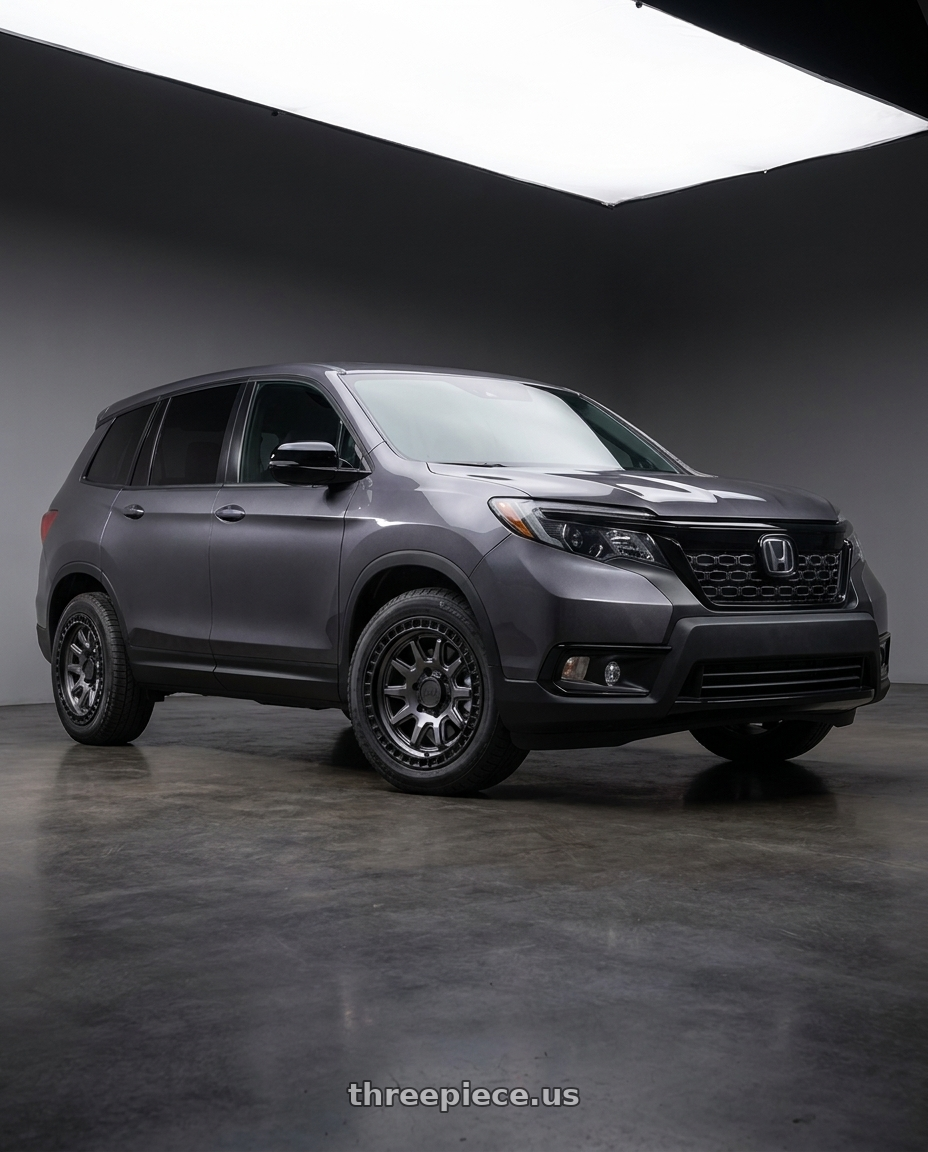 2021 Honda Passport with Black Rhino CALICO 5X120 17X8.5 +34 MATTE GUNMETAL W/ MATTE BLACK LIP wheels
