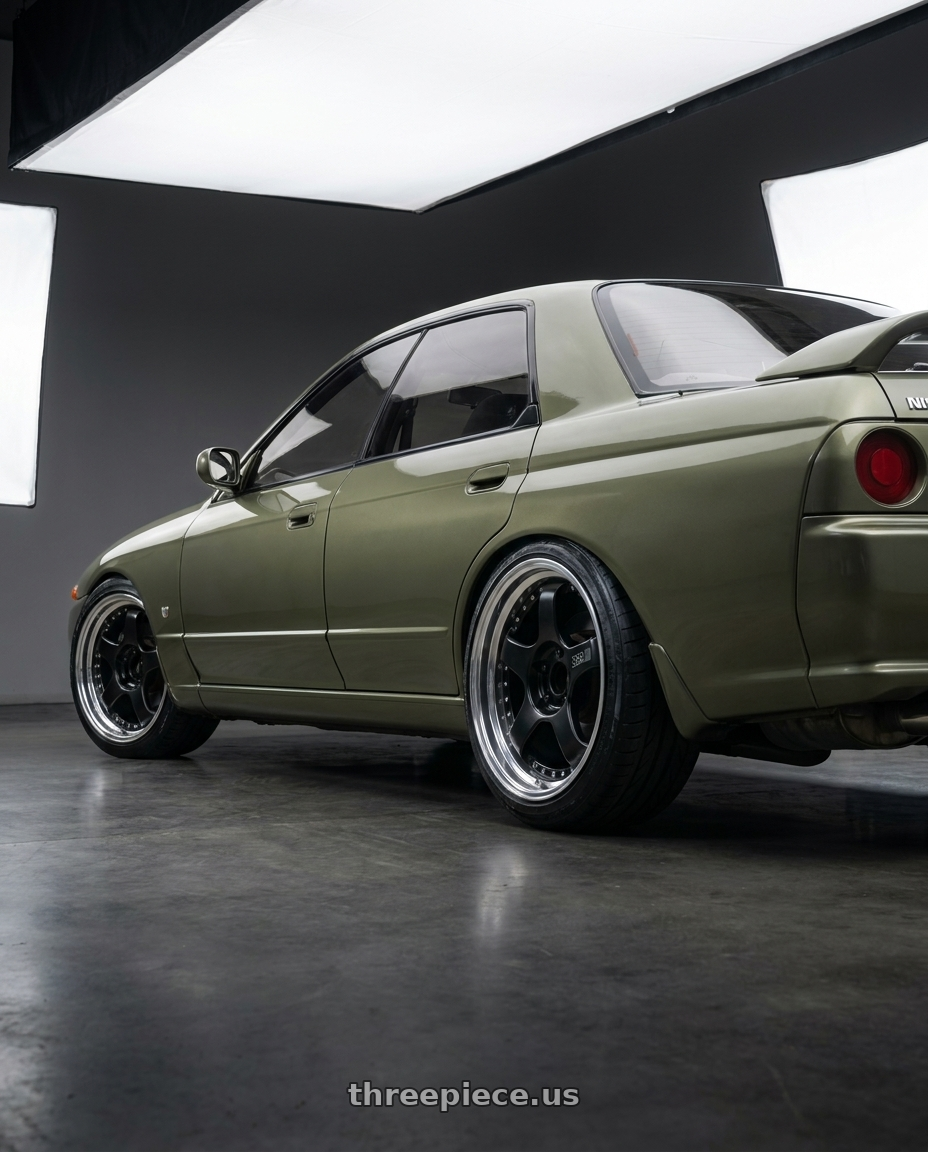 1992  Autech Version GTS-4 (HNR32) with SSR Professor SP1R 4X100 17X8.5 0 HP Disk Black wheels rear three quarter view slight stretch tires