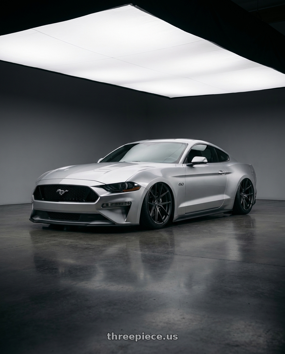 2018 Ford mustang with Bravado 08B Tribute 5X115 20x9.5 +18 Matte Black wheels