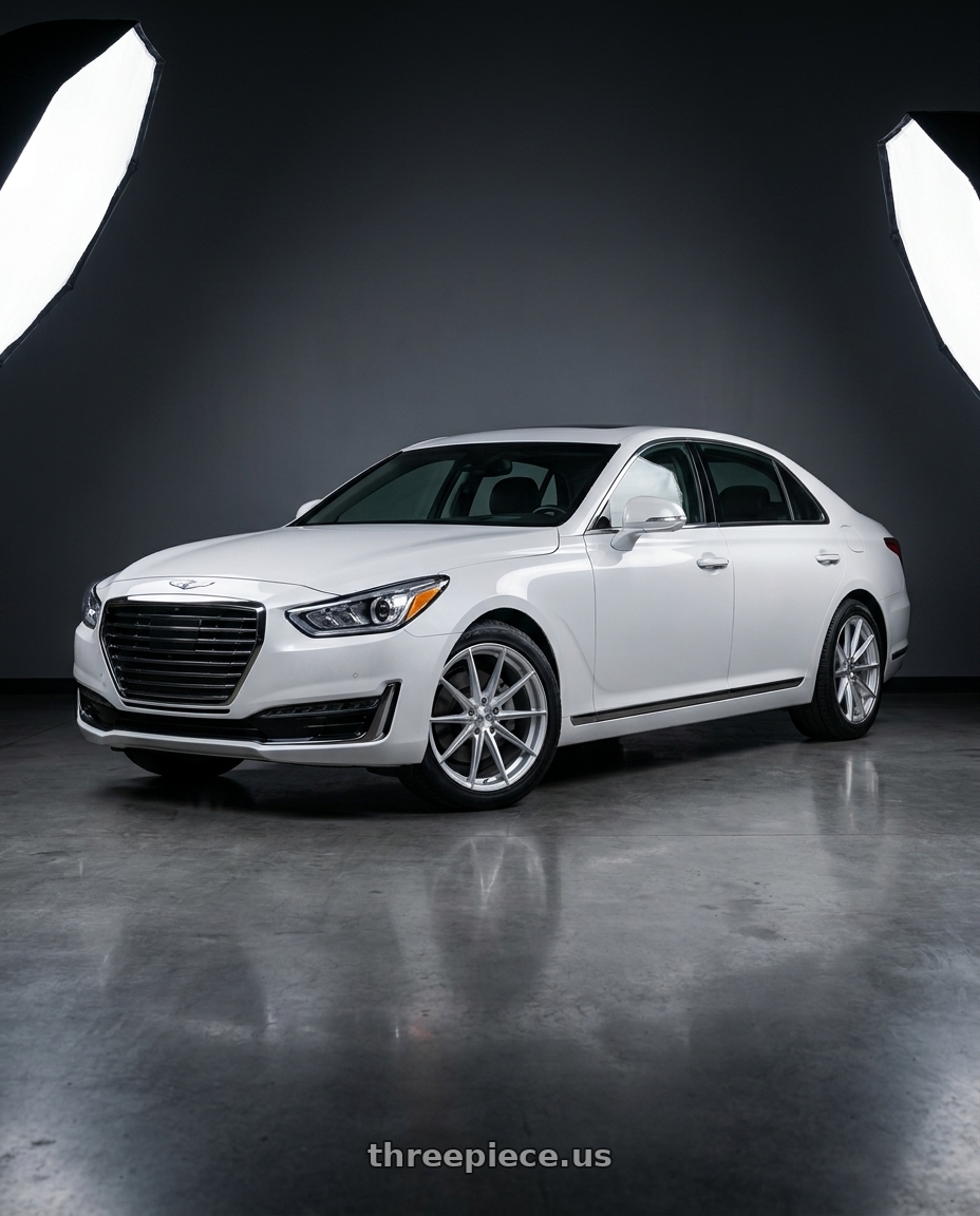 2018 genesis g90 ultimate with DOLCE PERFORMANCE VELOCE 5x114.3 20x10 +40 Gloss Silver Machined Face wheels