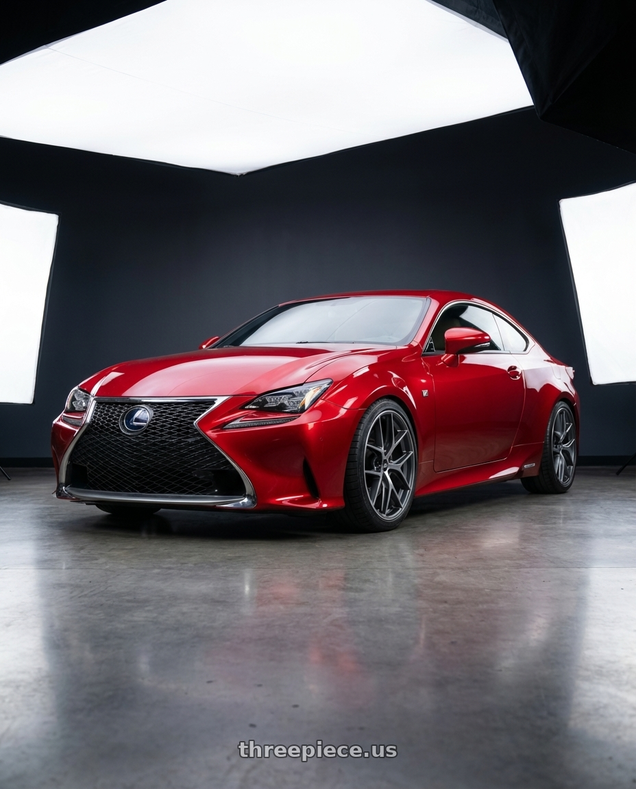 2018 Lexus RC F with BBS CC-R 5x114.3 19x8.5+30 Graphite w/ Diamond Cut Face wheels front three quarter view lowered stance