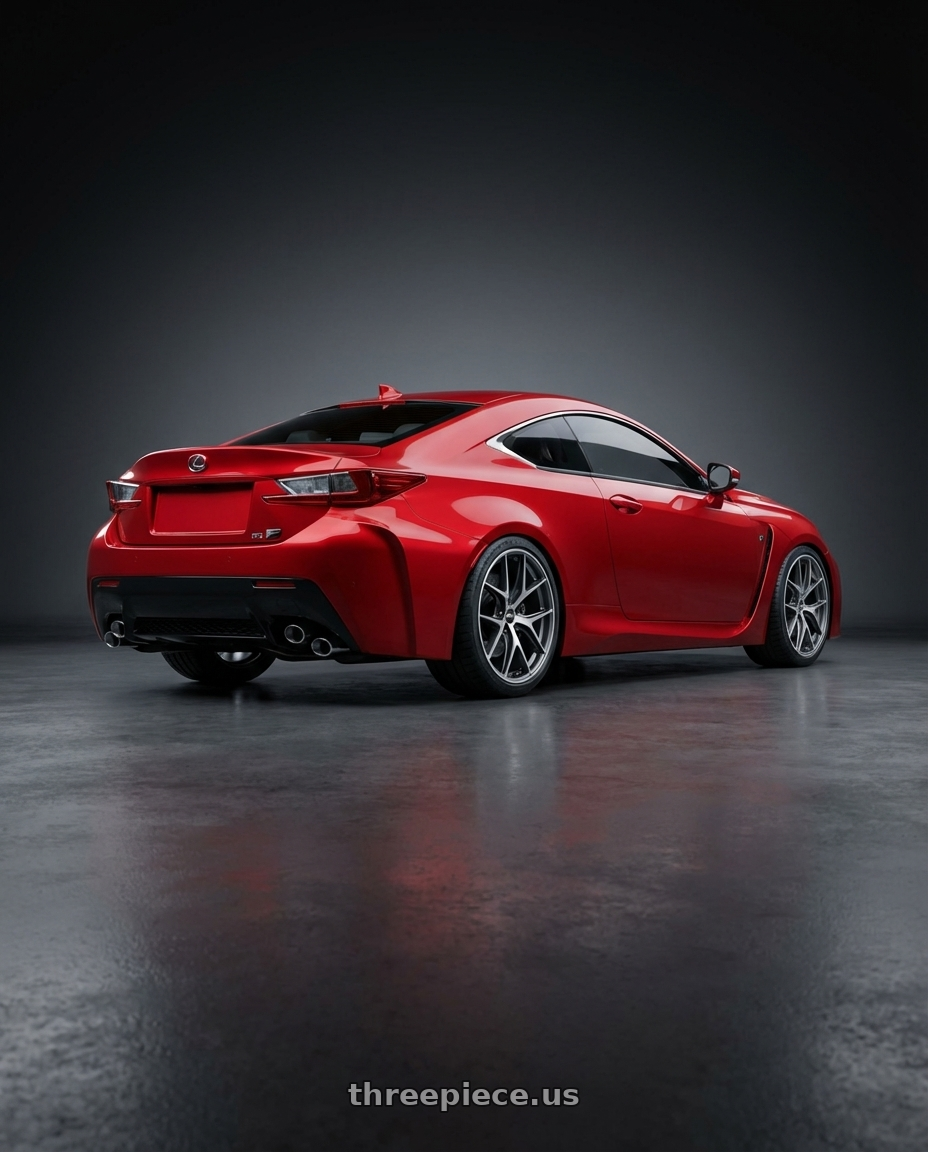 2018 Lexus RC F with BBS CC-R 5x114.3 19x8.5+30 Graphite w/ Diamond Cut Face wheels rear three quarter view square tires