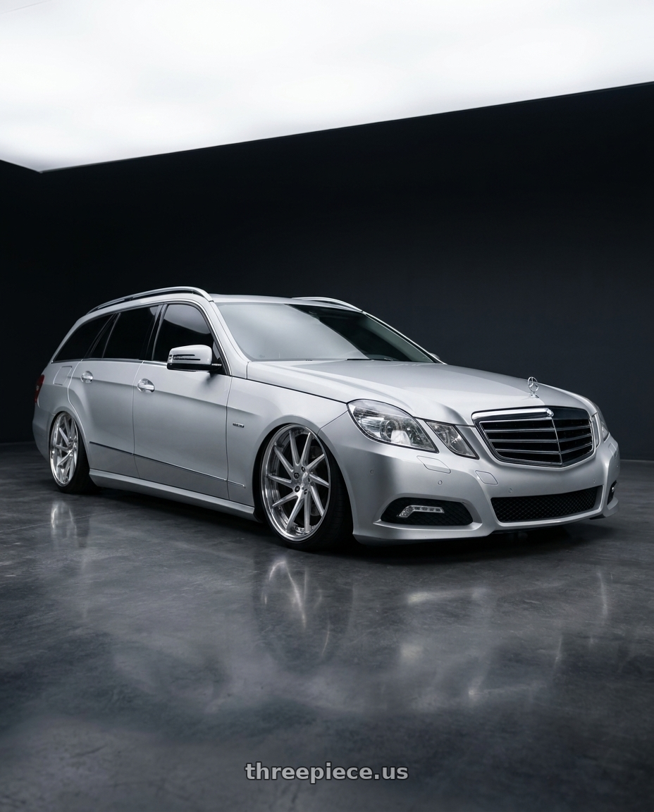 2010 Benz s212 with Work Gnosis Cvs 5x114.3 19x8.5+38 A Disk Brush Silver Clear wheels