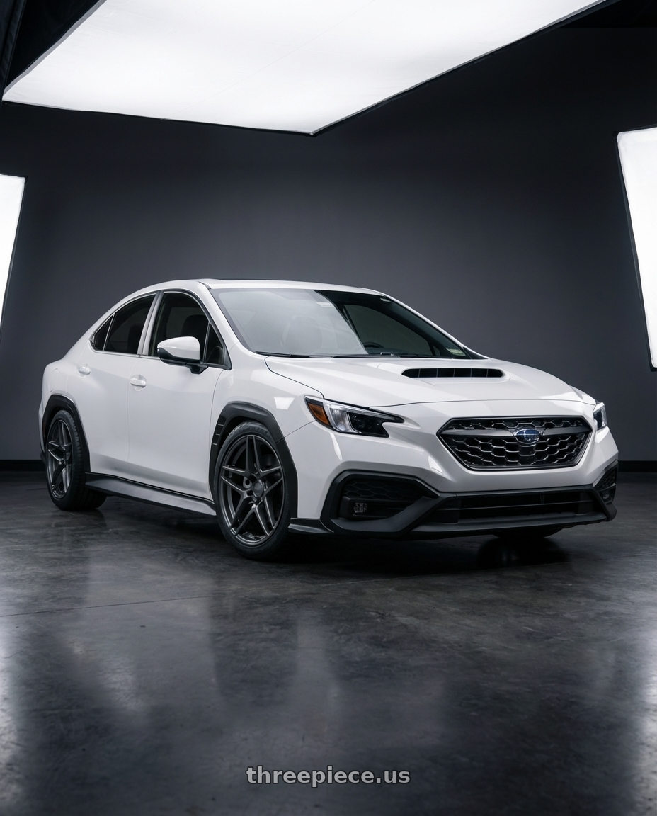 2023 subaru wrx, ceramic white with Kansei K15G Astro 5x114.3 18x9.5 35 Gunmetal wheels