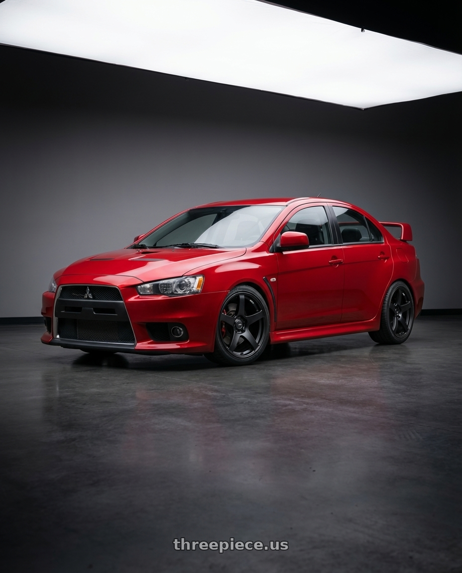 2012 Mitsubishi Lancer Evo X with Ssr Gtv01 5x114.3 18x9+35  FLAT BLACK wheels