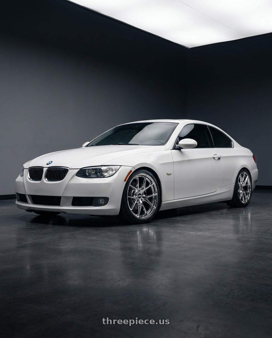 2007 bmw 335i white with ESR Wheels RF2 5x120 19x8.5 +30 Chrome wheels