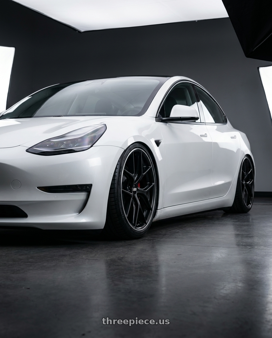 2023 Tesla Model 3 with BBS CC-R 5x114.3 19x8.5+30 Satin Black wheels