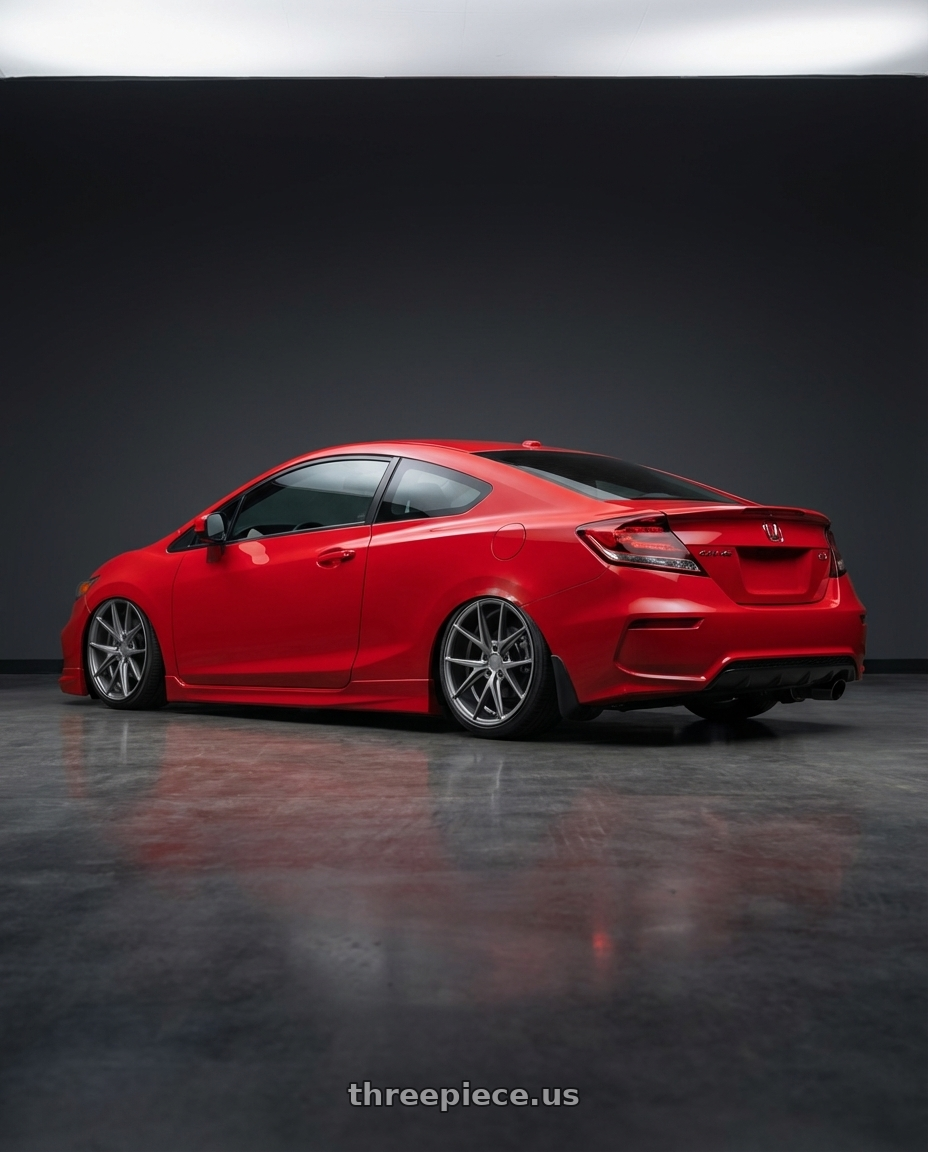 2011 Honda Civic Si with Niche 1PC M116 MISANO 5X114.3 18X8 +40 MATTE GUN METAL wheels rear three quarter view slight stretch tires