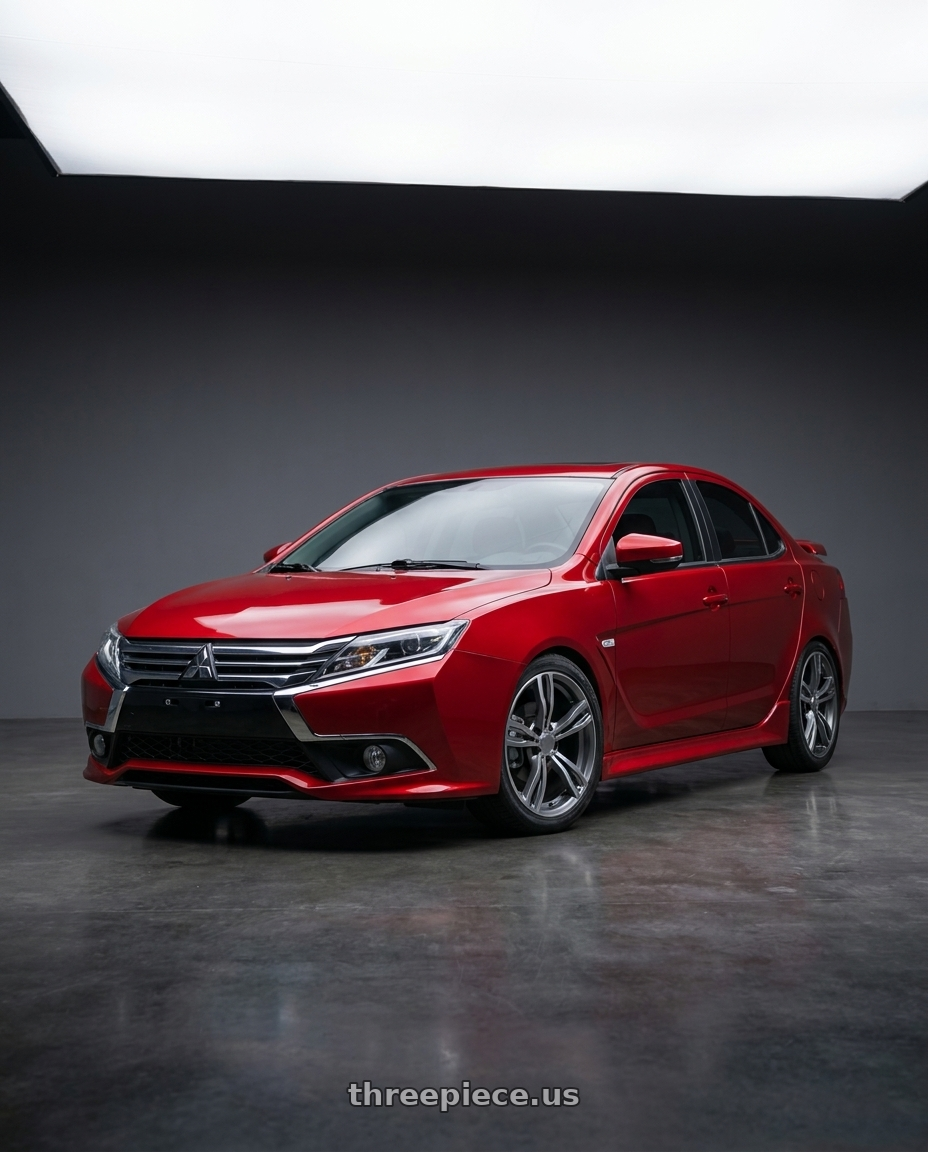 2018 Grand Lancer 紅 with REPLICA WHEELS R5056 5x120 18x8+35 GREY / MACHINE wheels