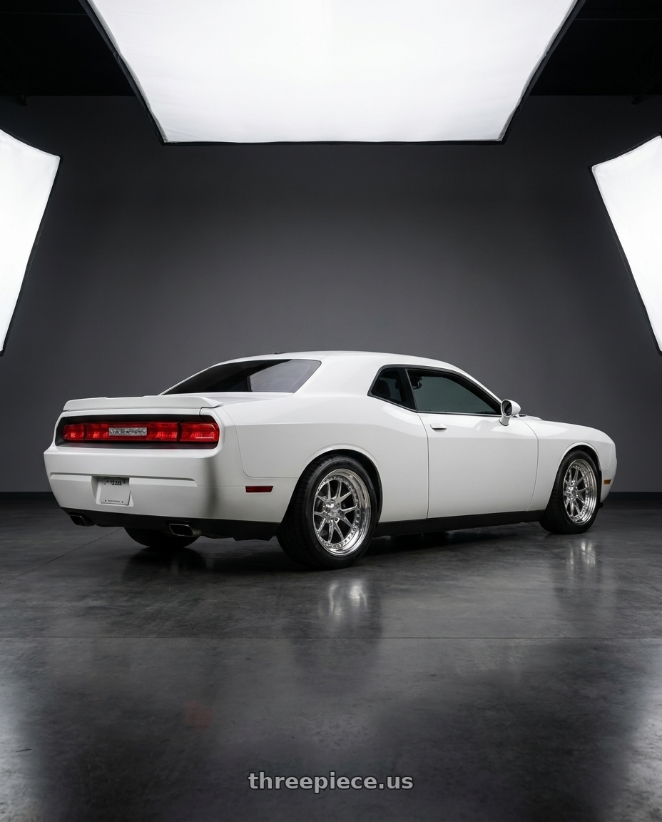 2012 dodge challenger  with CCW CZ05 4x100 16x7 +35 Polished wheels rear three quarter view square tires