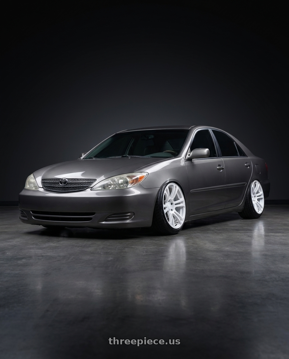 2002 Toyota Camry le bronze with Kansei K16W Neo 5x114.3 18x10.5 12 Gloss White wheels