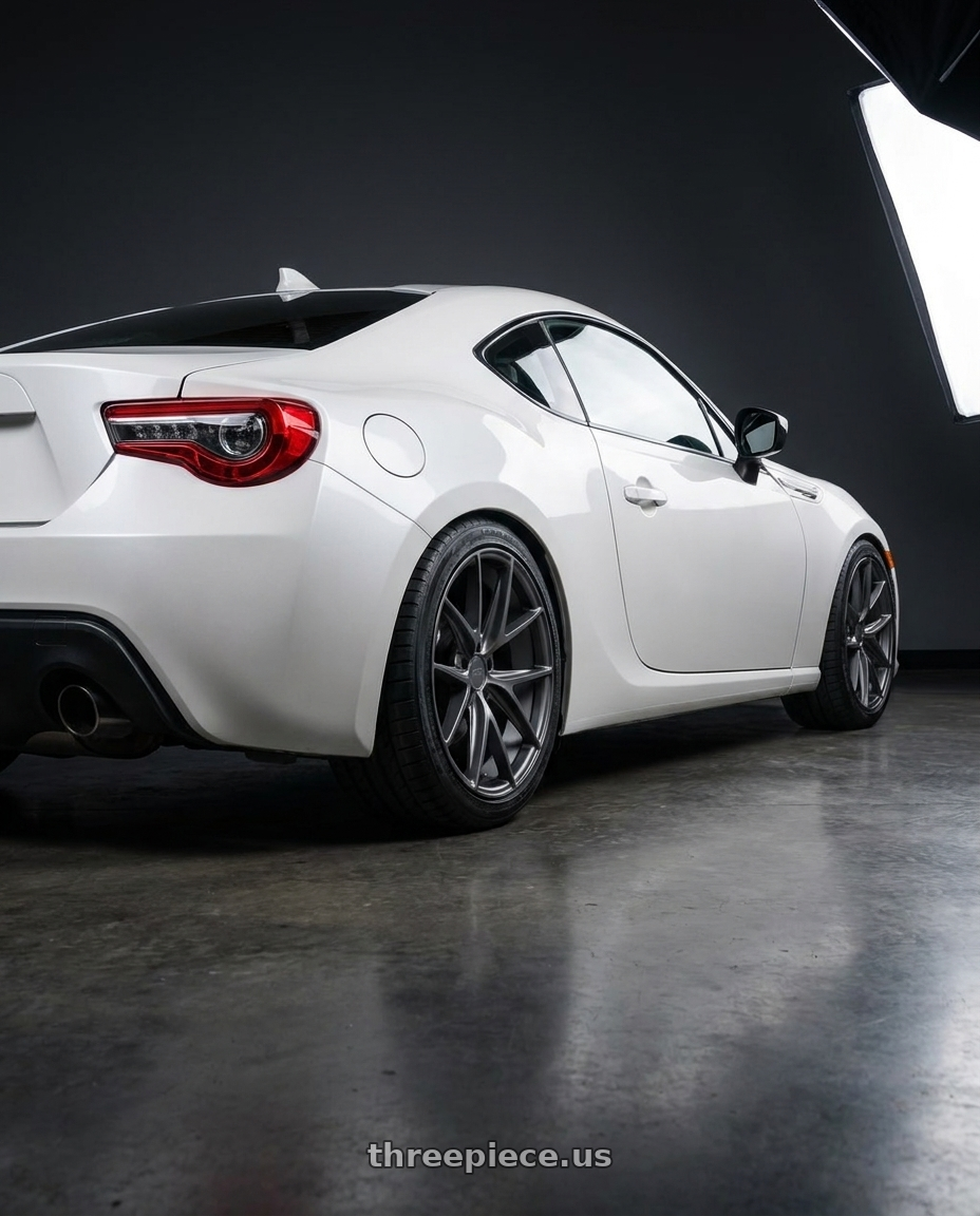 2016 Scion FR-S with Niche 1PC M116 MISANO 5X100 17X8 +40 MATTE GUN METAL wheels rear three quarter view square tires